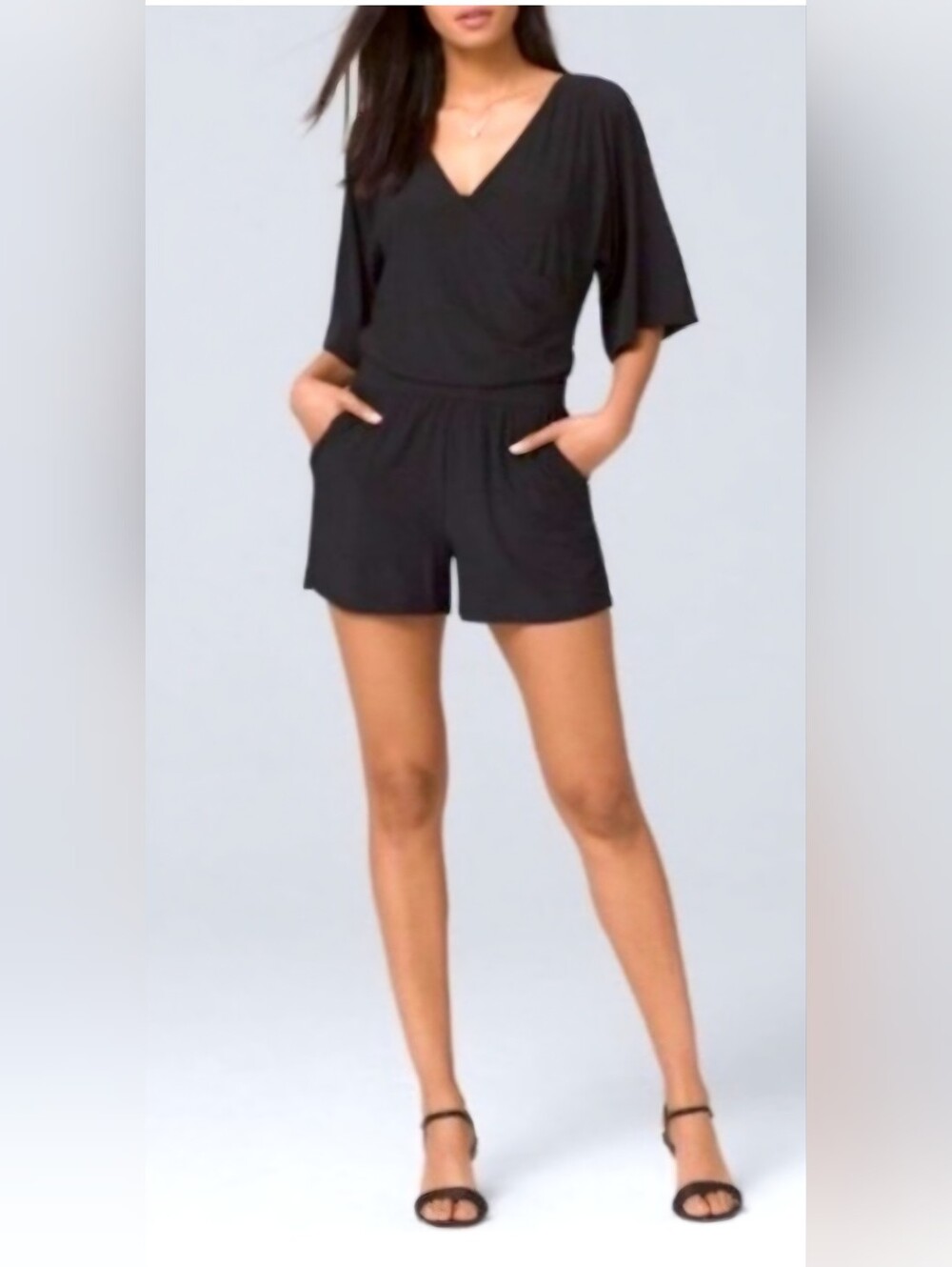 White House Black Market Black Short Sleeve Romper Size XS. Resortwear, Chic
